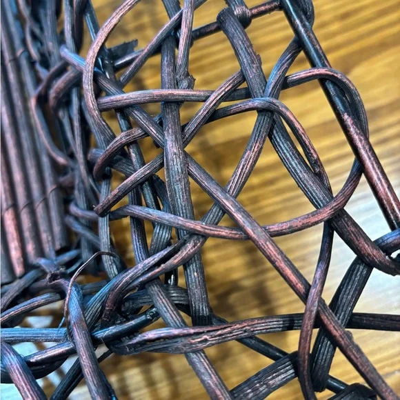 Rustic Brown Woven Metal Basket - Picture 3 of 5